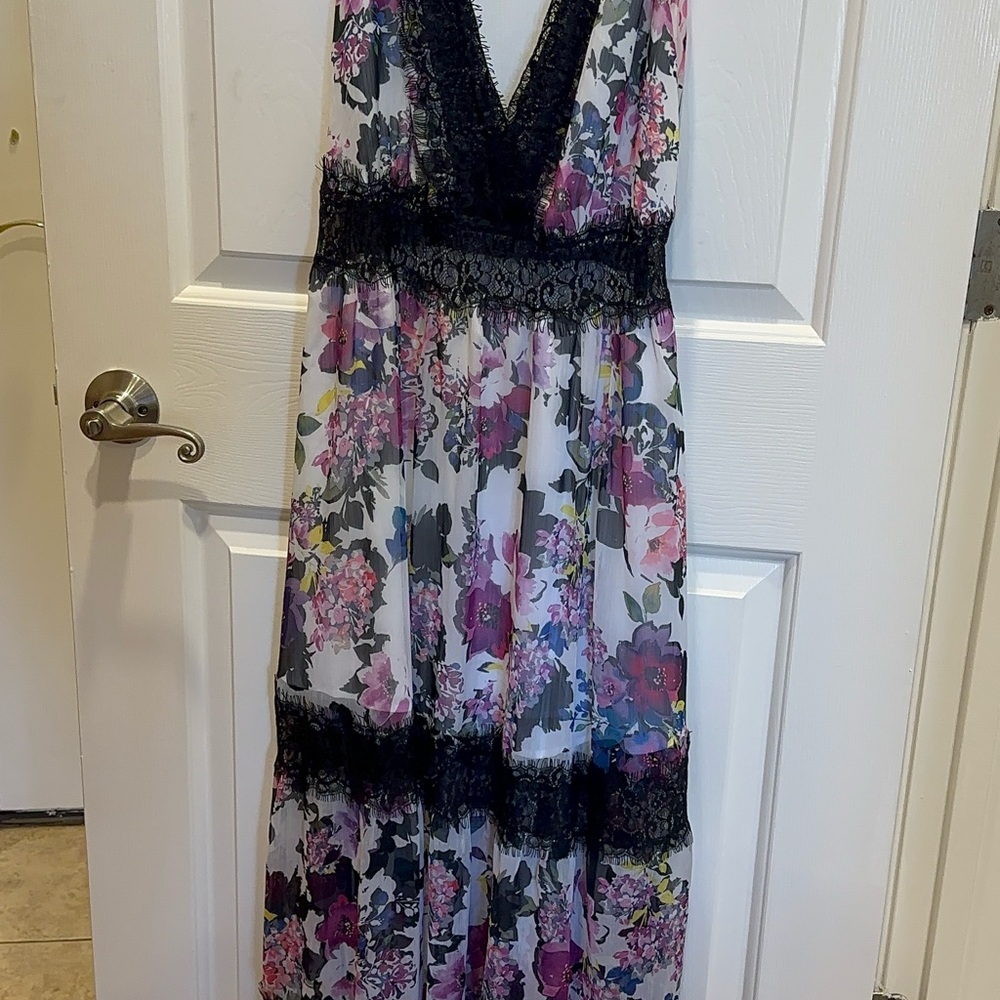 Bebe Black Lace Trim Dress